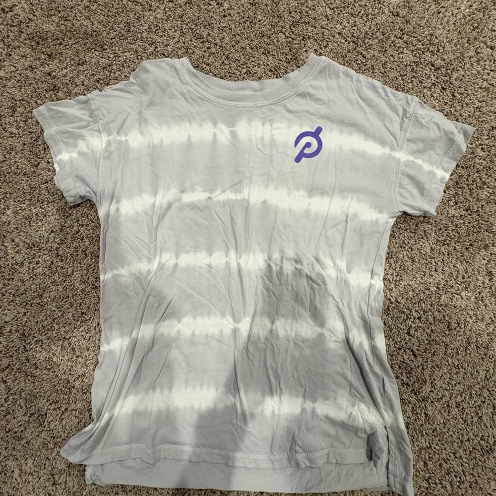 Peleton Gray and White Tie-Dye T-Shirt